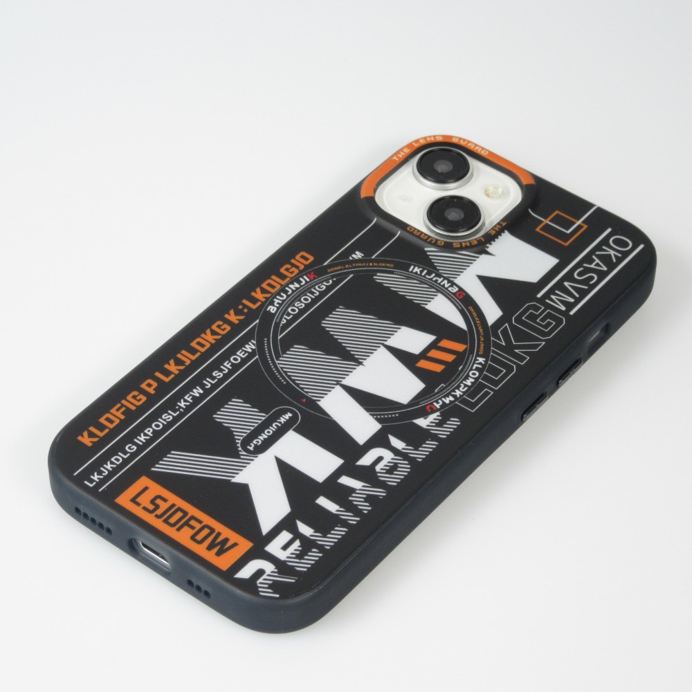 Coque iPhone 15 - MWK Cyber Grid silicone avec MagSafe - Noir