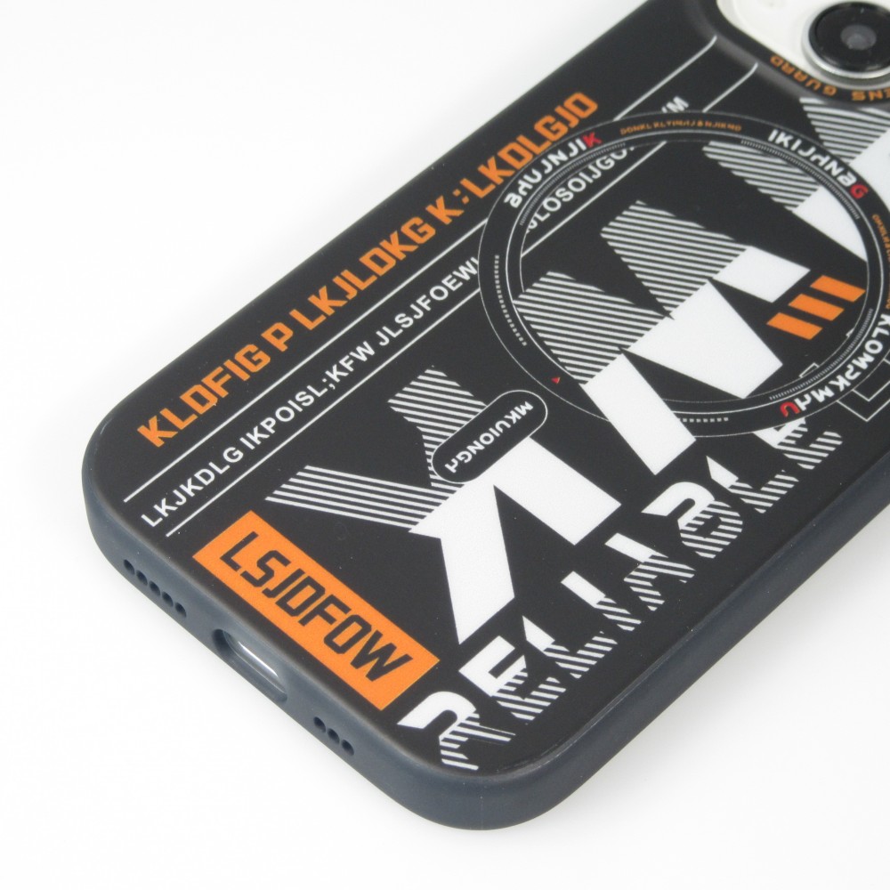 Coque iPhone 15 - MWK Cyber Grid silicone avec MagSafe - Noir