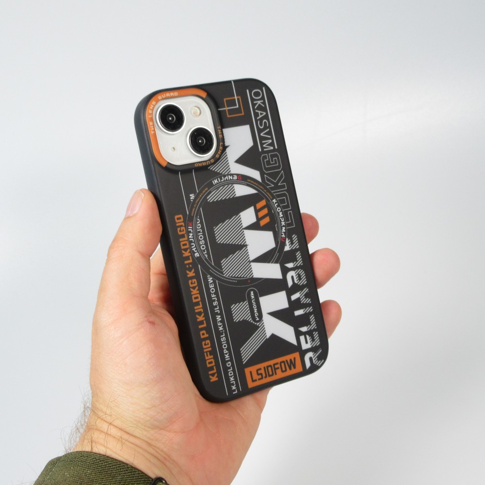 Coque iPhone 15 - MWK Cyber Grid silicone avec MagSafe - Noir