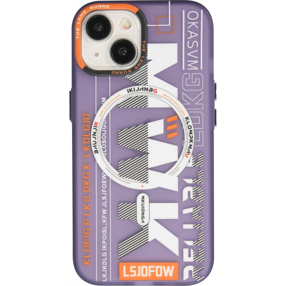 Coque iPhone 15 - MWK Cyber Grid silicone avec MagSafe - Violet