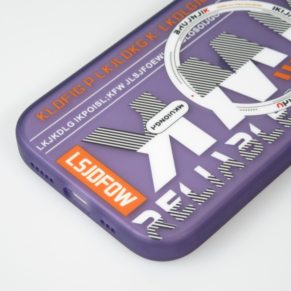 Coque iPhone 15 - MWK Cyber Grid silicone avec MagSafe - Violet