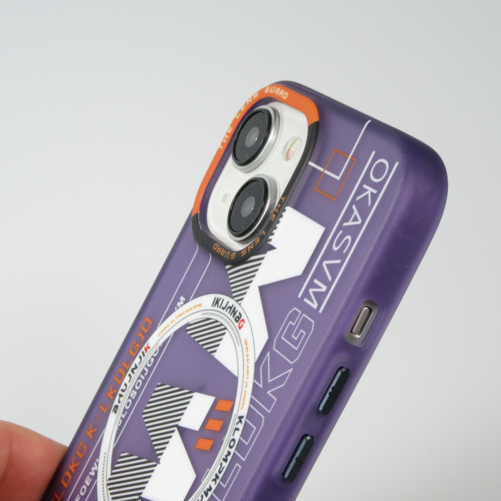 Coque iPhone 15 - MWK Cyber Grid silicone avec MagSafe - Violet