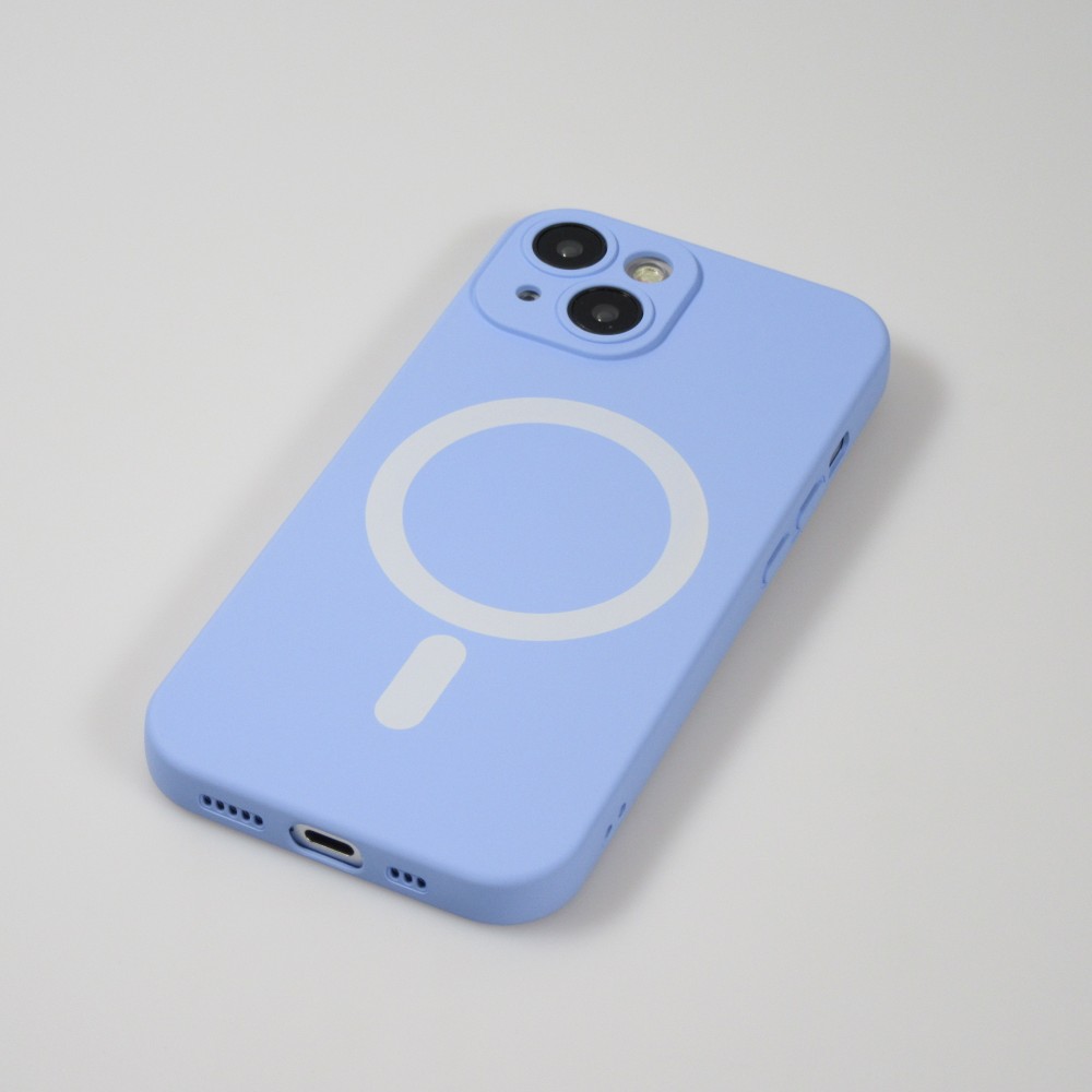 Coque iPhone 15 Plus - Coque en silicone souple avec MagSafe et protection pour caméra - Violet clair