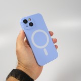 Coque iPhone 15 Plus - Coque en silicone souple avec MagSafe et protection pour caméra - Violet clair