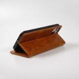 Coque iPhone 15 Plus - Flip Géometrique brun clair