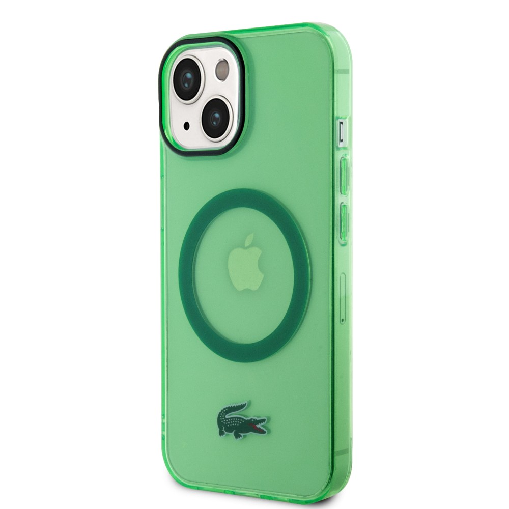 Coque iPhone 15 Plus - Lacoste gel laqué transparent avec MagSafe - Vert clair