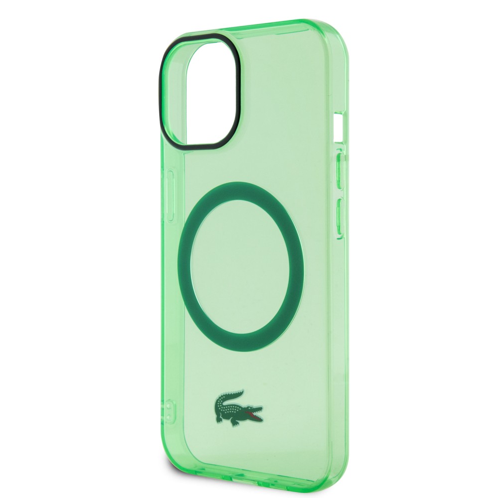 Coque iPhone 15 Plus - Lacoste gel laqué transparent avec MagSafe - Vert clair