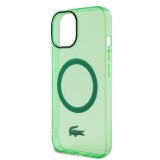 Coque iPhone 15 Plus - Lacoste gel laqué transparent avec MagSafe - Vert clair