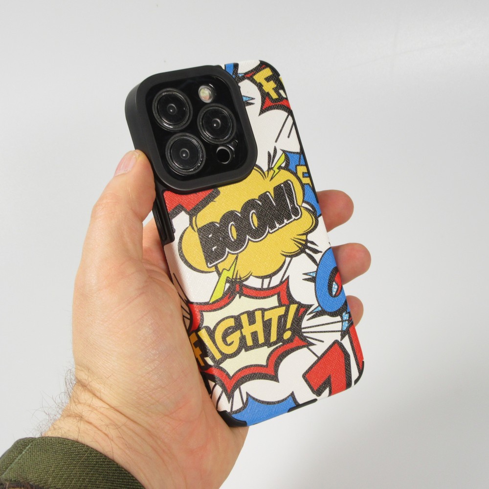 Coque iPhone 14 Pro Max - Cartoons rétro en similicuir