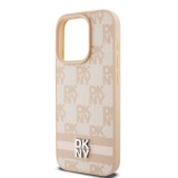 iPhone 15 Case Hülle - DKNY Leinwand Kunstleder Monogramm Metall-Logo - Rosa