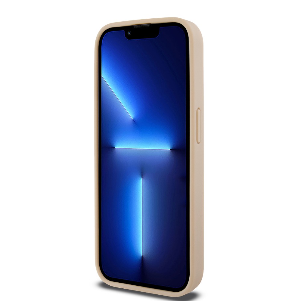 iPhone 15 Case Hülle - DKNY Leinwand Kunstleder Monogramm Metall-Logo - Rosa