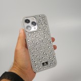 Coque iPhone 15 Pro Max - Diamant strass The Bling World - Argent