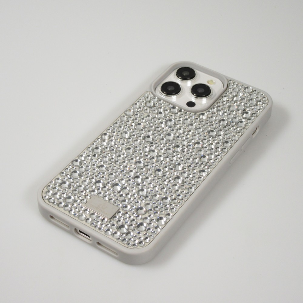 Coque iPhone 15 Pro Max - Diamant strass The Bling World - Argent