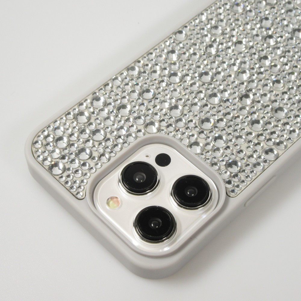 Coque iPhone 15 Pro Max - Diamant strass The Bling World - Argent