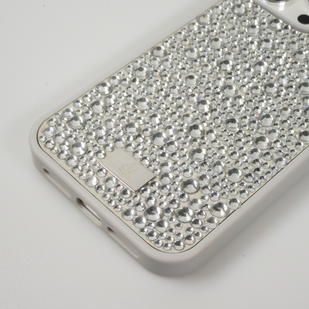 Coque iPhone 15 Pro Max - Diamant strass The Bling World - Argent