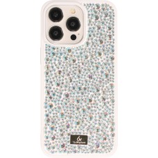 Coque iPhone 15 Pro - Diamant strass The Bling World - Blanc