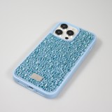 Coque iPhone 15 Pro Max - Diamant strass The Bling World - Bleu clair