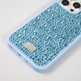 Coque iPhone 15 Pro Max - Diamant strass The Bling World - Bleu clair
