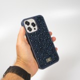 Coque iPhone 15 Pro Max - Diamant strass The Bling World - Bleu foncé