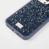 Coque iPhone 15 Pro Max - Diamant strass The Bling World - Bleu foncé