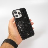Coque iPhone 15 Pro - Diamant strass The Bling World - Noir