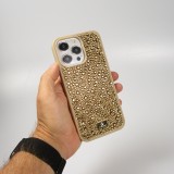 Coque iPhone 15 Pro - Diamant strass The Bling World - Or