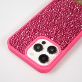 Coque iPhone 15 Pro - Diamant strass The Bling World - Rose foncé