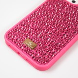 Coque iPhone 15 Pro - Diamant strass The Bling World - Rose foncé