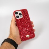 Coque iPhone 15 Pro - Diamant strass The Bling World - Rouge