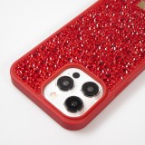 Coque iPhone 15 Pro - Diamant strass The Bling World - Rouge