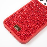 Coque iPhone 15 Pro - Diamant strass The Bling World - Rouge