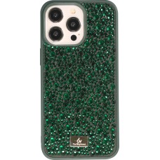 Coque iPhone 15 Pro - Diamant strass The Bling World - Vert