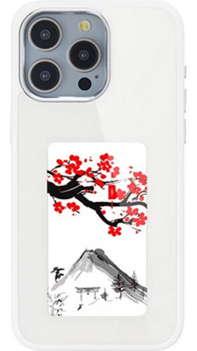 iPhone 15 Pro Max Case Hülle - E-Ink Display DIY mit NFC-Technologie für persönlicher Foto-Hintergrund - Weiss