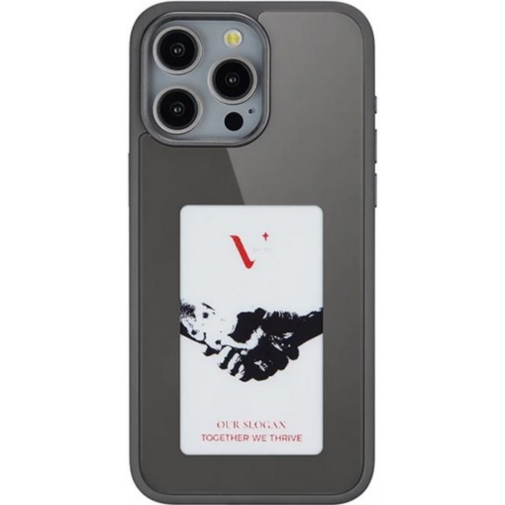 Coque iPhone 16 Pro Max - E-Ink Display DIY avec technologie NFC pour photo personnalisée - Noir