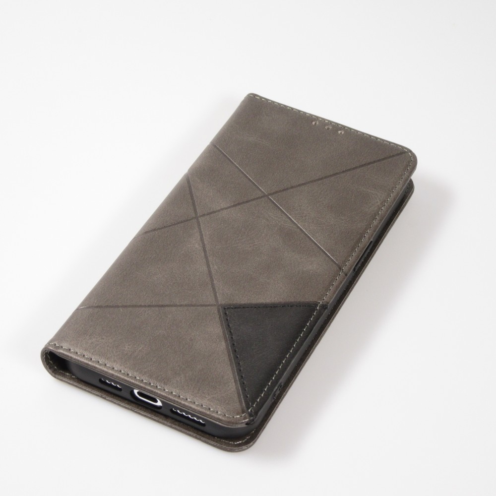 Coque iPhone 15 Pro - Flip Géometrique - Gris