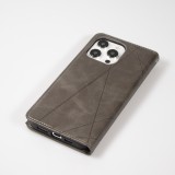 Coque iPhone 15 Pro - Flip Géometrique - Gris
