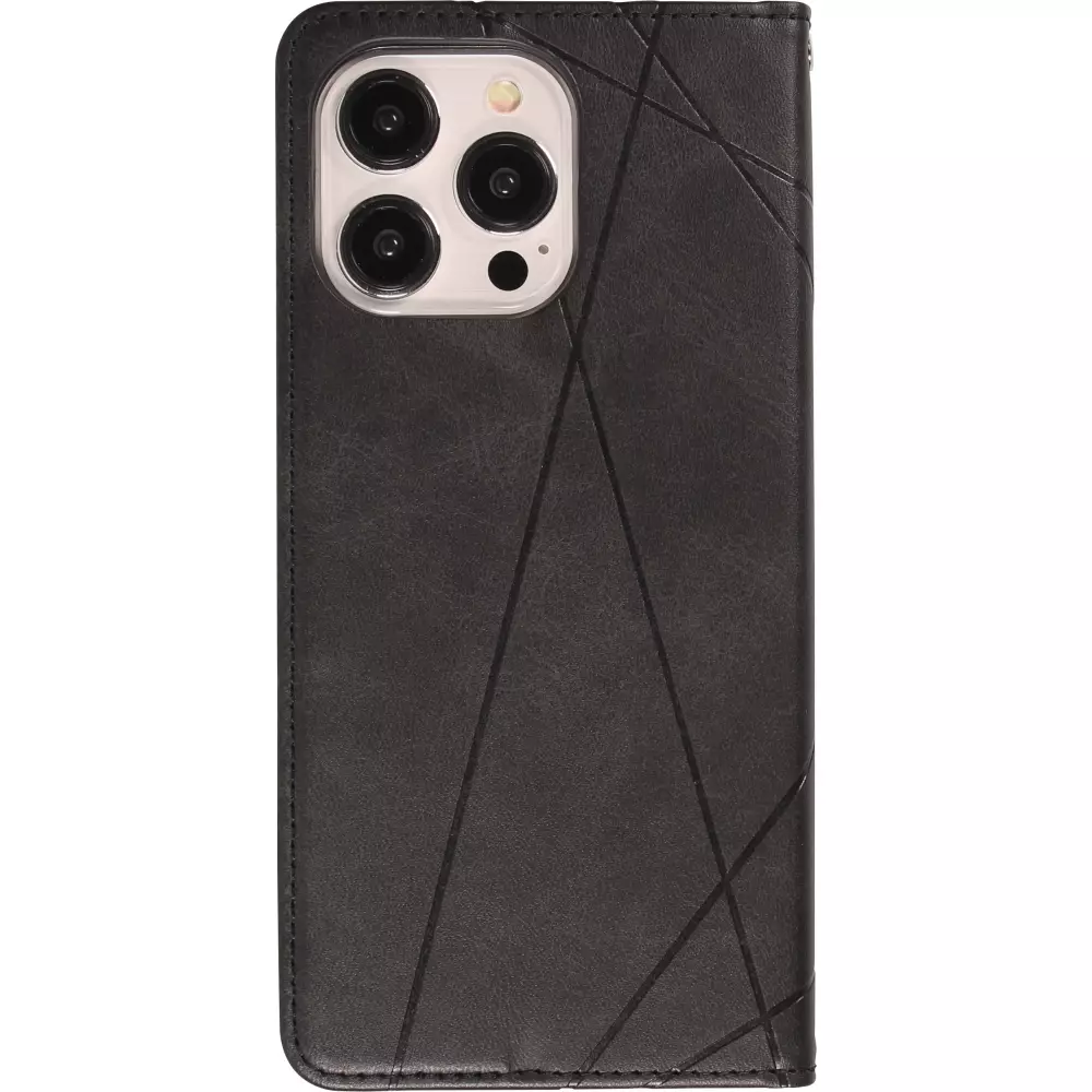 Hülle iPhone 15 Pro - Flip Geometrisch - Schwarz/grau