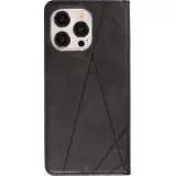 Hülle iPhone 15 Pro - Flip Geometrisch - Schwarz/grau