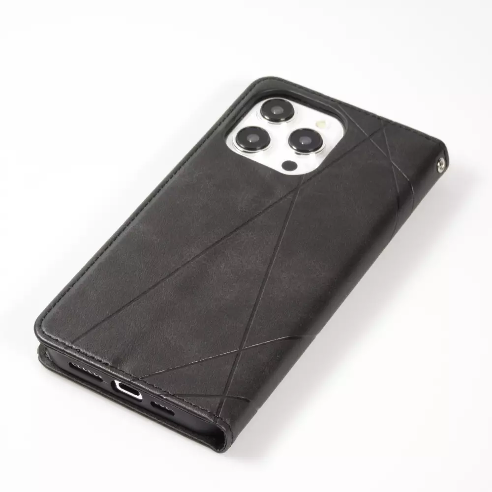 Hülle iPhone 15 Pro - Flip Geometrisch - Schwarz/grau