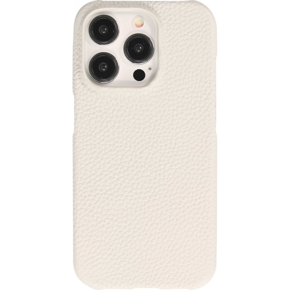 Coque iPhone 15 Pro Max - Hardcase Slim en cuir véritable - Gris