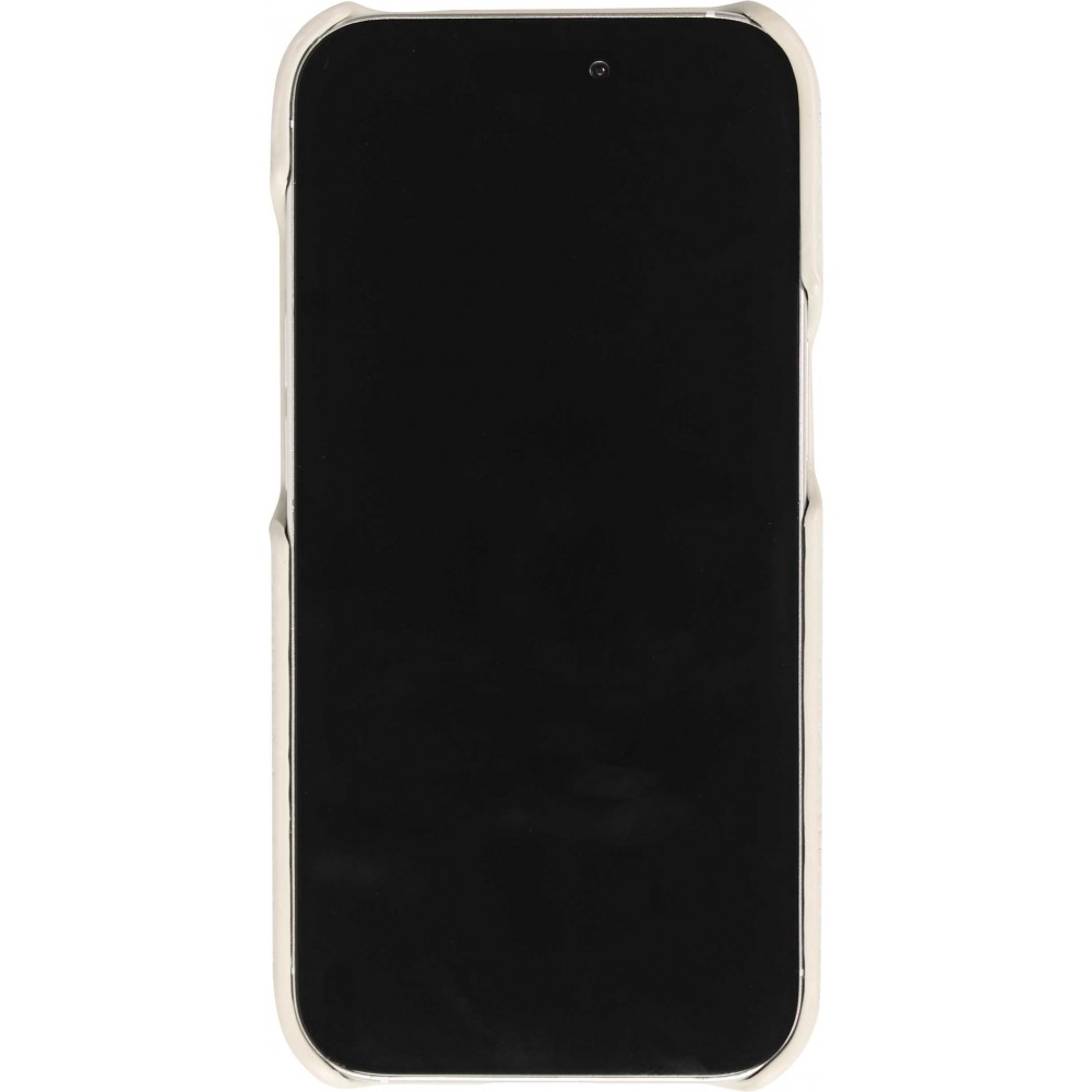 Coque iPhone 15 Pro Max - Hardcase Slim en cuir véritable - Gris