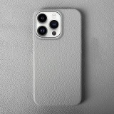 Coque iPhone 15 Pro Max - Hardcase Slim en cuir véritable - Gris