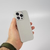 Coque iPhone 15 Pro Max - Hardcase Slim en cuir véritable - Gris