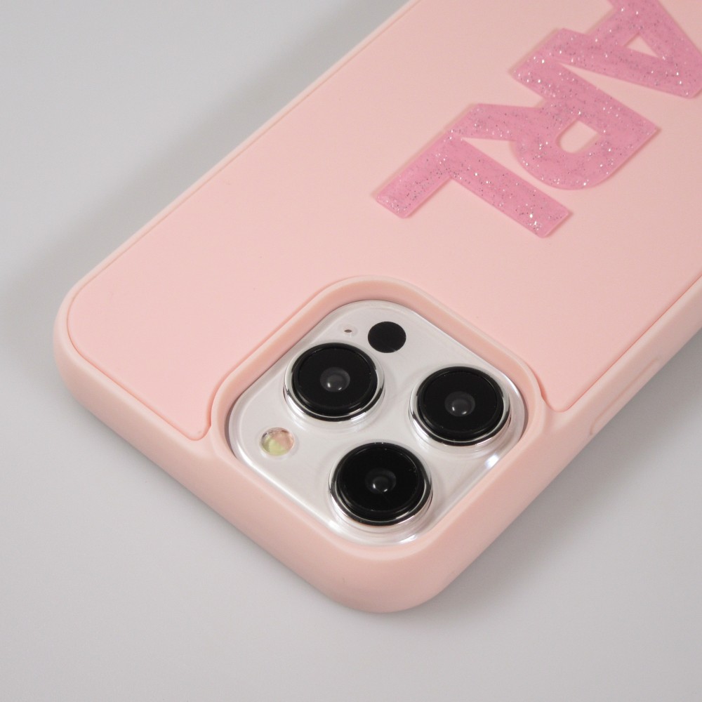iPhone 15 Pro Max Case Hülle - Karl Lagerfeld mattes Silikon mit glitzerndem 3D-Logo - Rosa