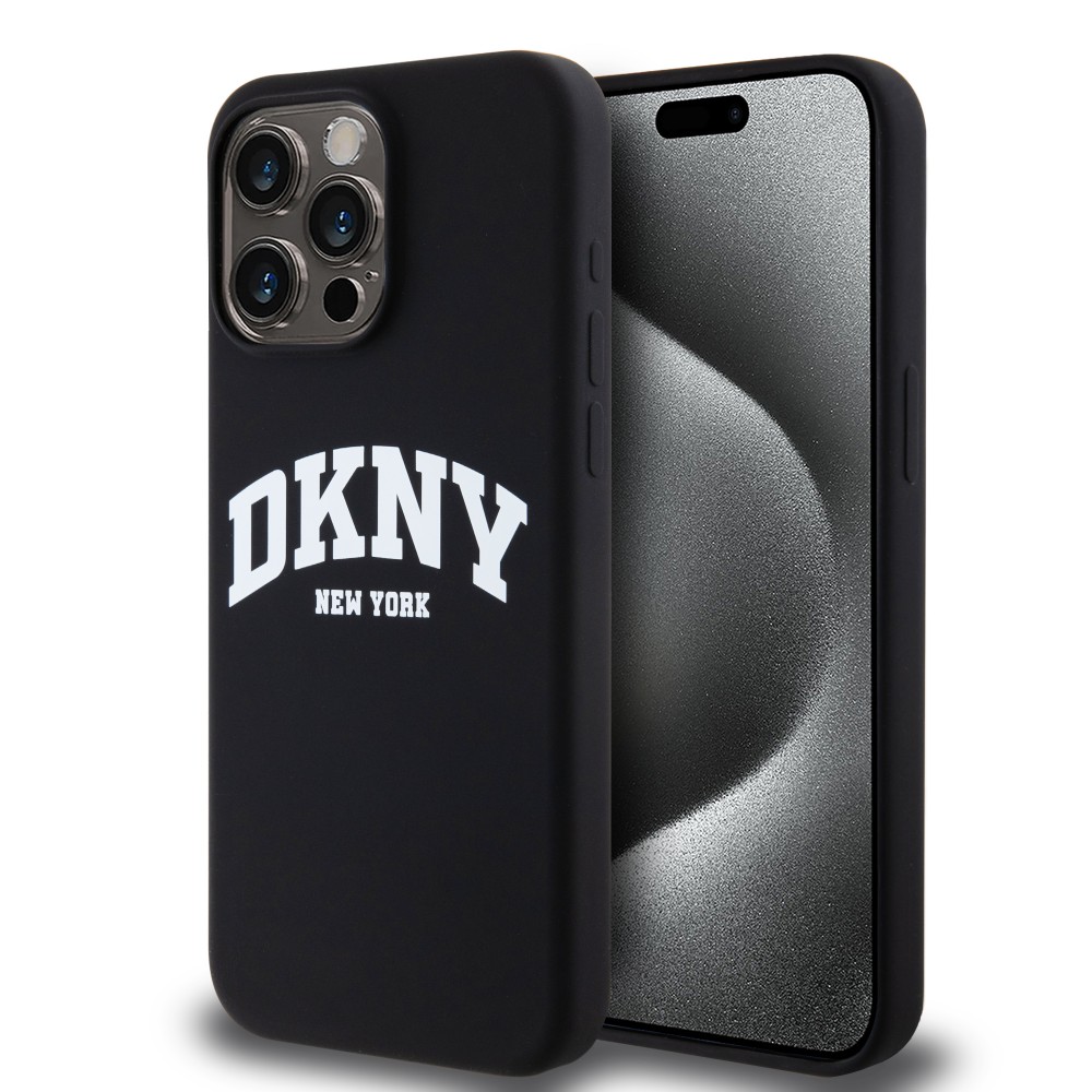 Coque iPhone 15 Pro - Liquid Silicone DKNY New York compatible MagSafe - Noir