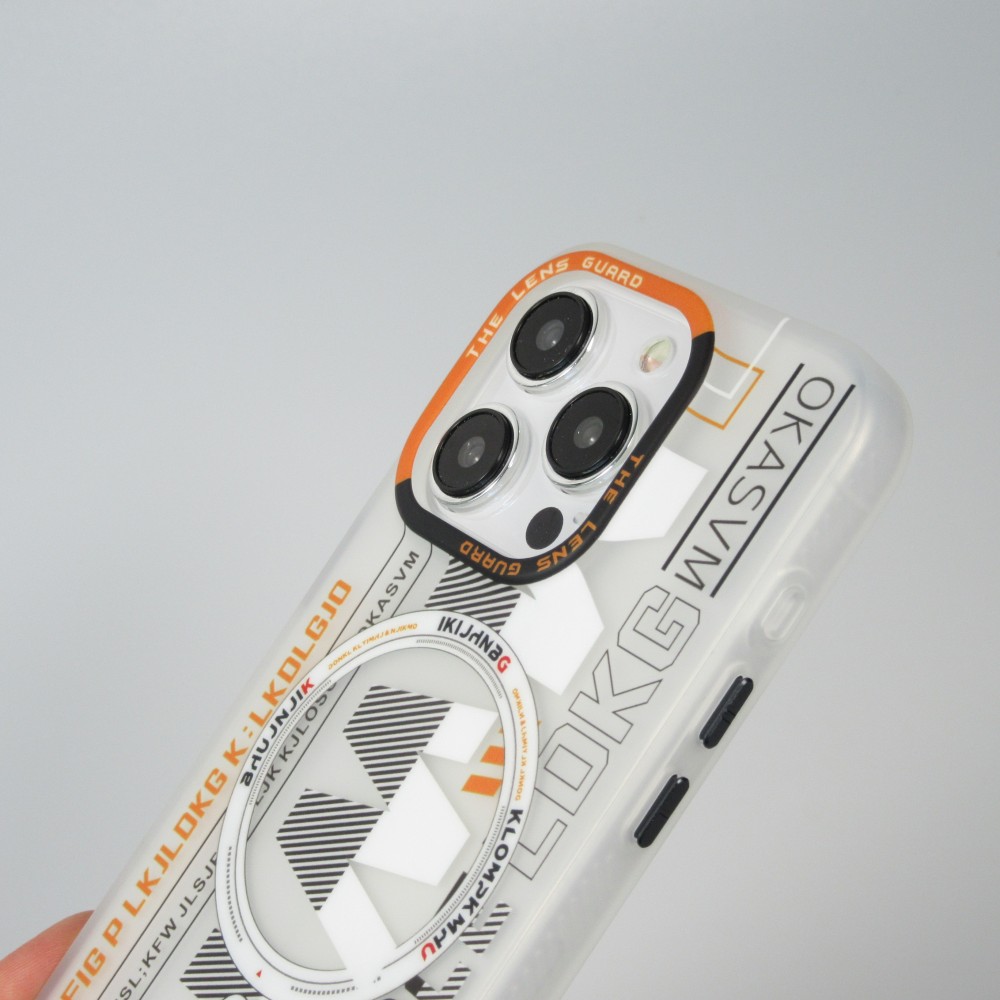 Coque iPhone 15 Pro Max - MWK Cyber Grid silicone avec MagSafe - Blanc