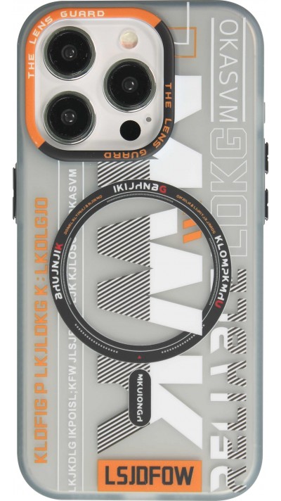 iPhone 15 Pro Max Case Hülle - MWK Cyber Grid Silikon mit MagSafe - Grau