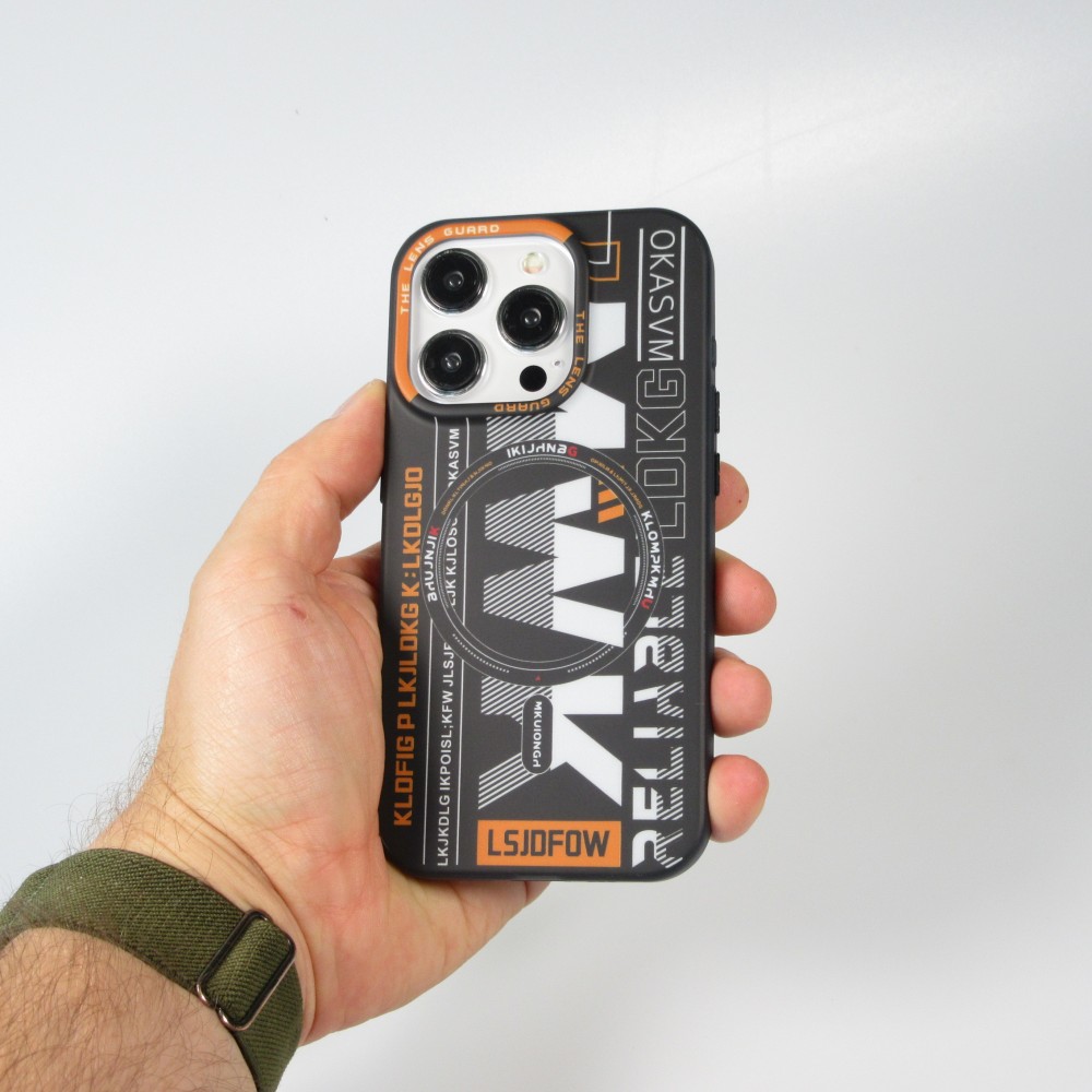 Coque iPhone 15 Pro Max - MWK Cyber Grid silicone avec MagSafe - Noir