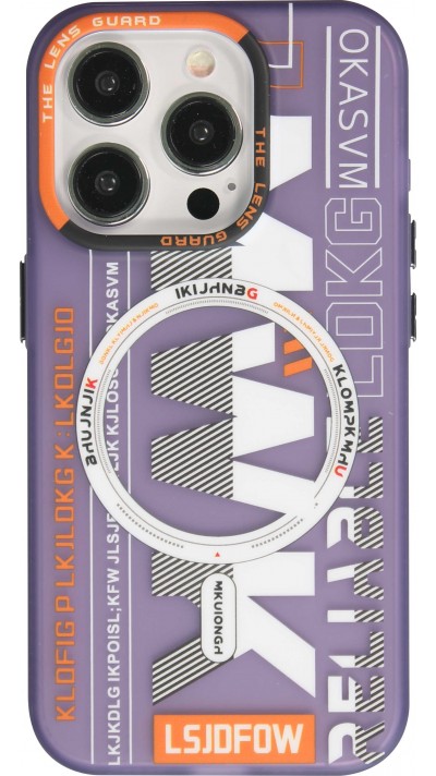 iPhone 15 Pro Max Case Hülle - MWK Cyber Grid Silikon mit MagSafe - Violett
