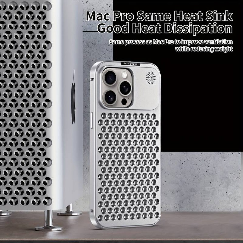 Coque iPhone 15 Pro Max - Aluminium Look Mac Pro avec aromathérapie et dissipation thermique - Space Grey